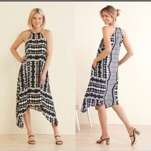 Evereve Peyton Jensen Black White Mika Midi Dress Size Medium